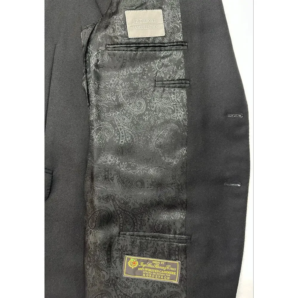 J.P. Tilford Samuelsohn 100% Loro Piana Worsted Cashmere Sport Coat Black 46R